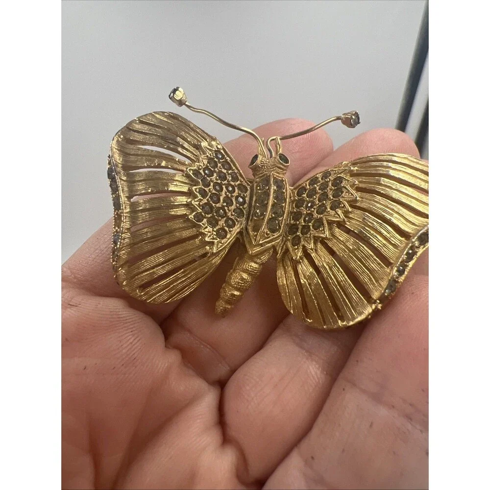 Vtg Butterfly Unsigned Schrager Brooch Large 3